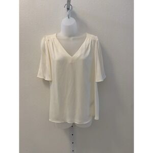 $69.50 Banana Republic Soft Satin V  Neck L Flutter Sleeve